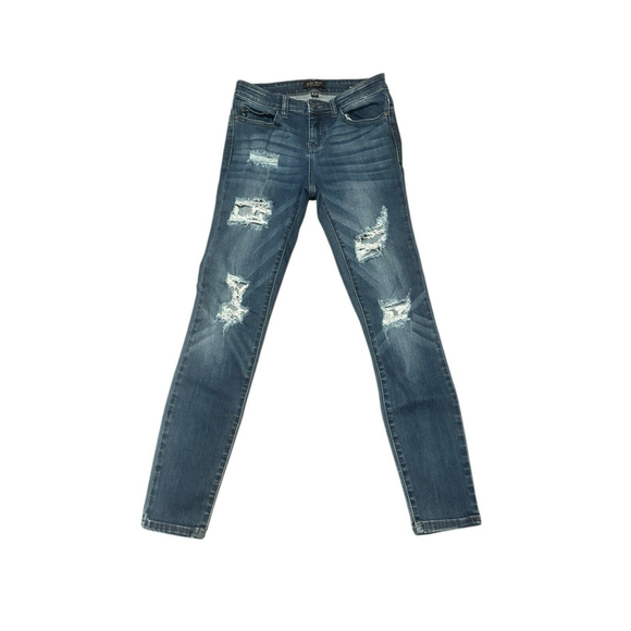 Judy‎ Blue Jeans Womens 5/27 Blue Skinny Fit Stretch Mid Rise Distressed (27x27) - Picture 1 of 9